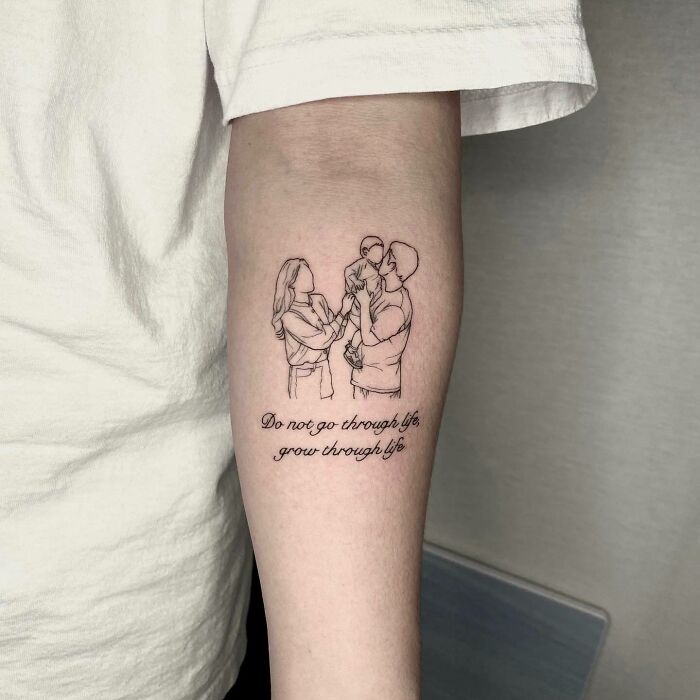 Tatouage pour la famille : dessin et citation